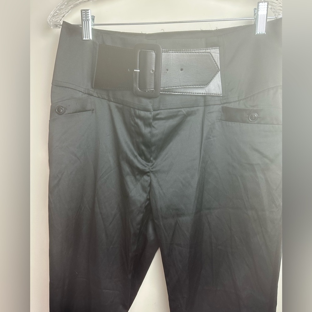 Charlotte Russe Black Satin Y2K Vintage Adjustable Built in Belt Gothic Pant 11
